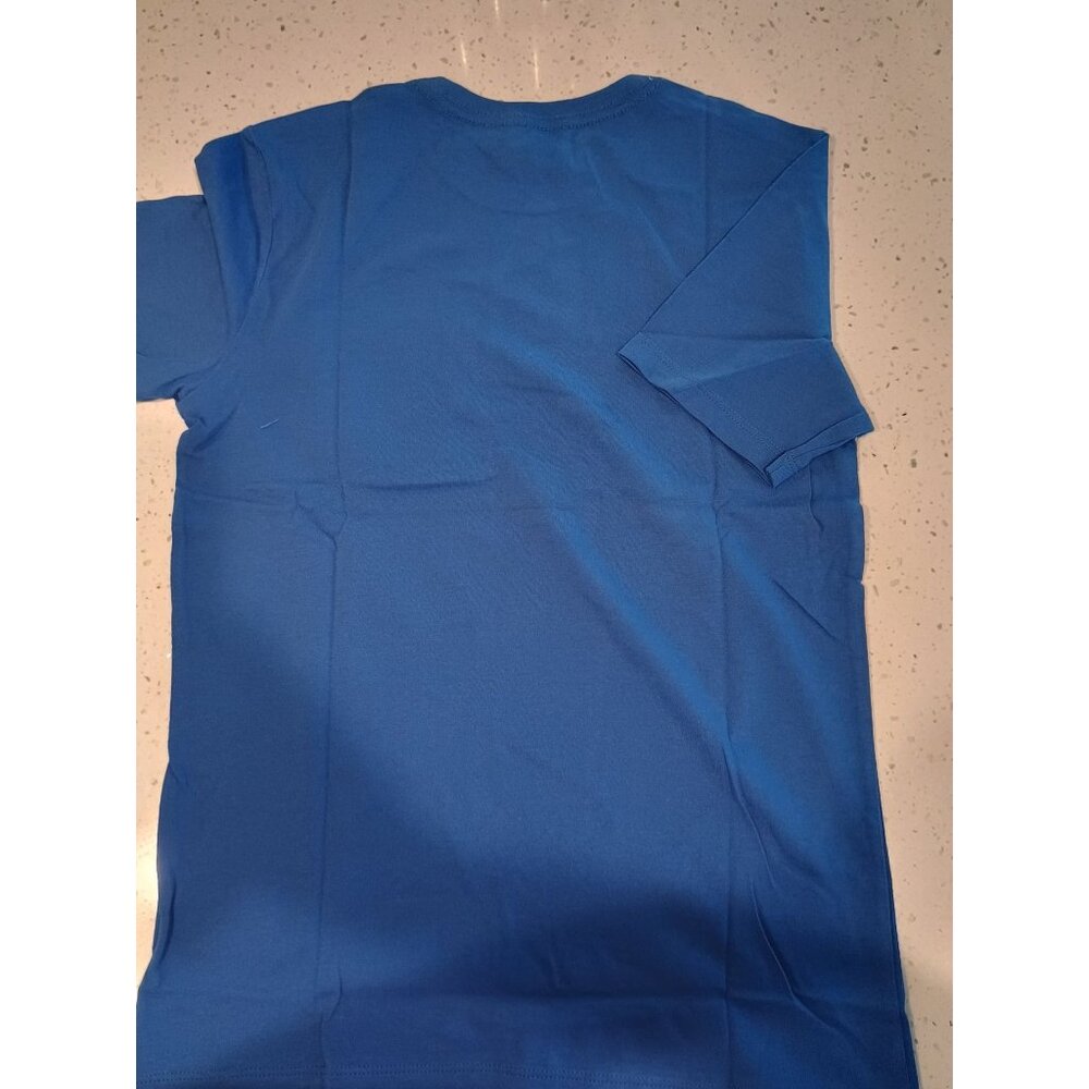 Spotted Zebra Solid Blue T-Shirt Size Large (10)